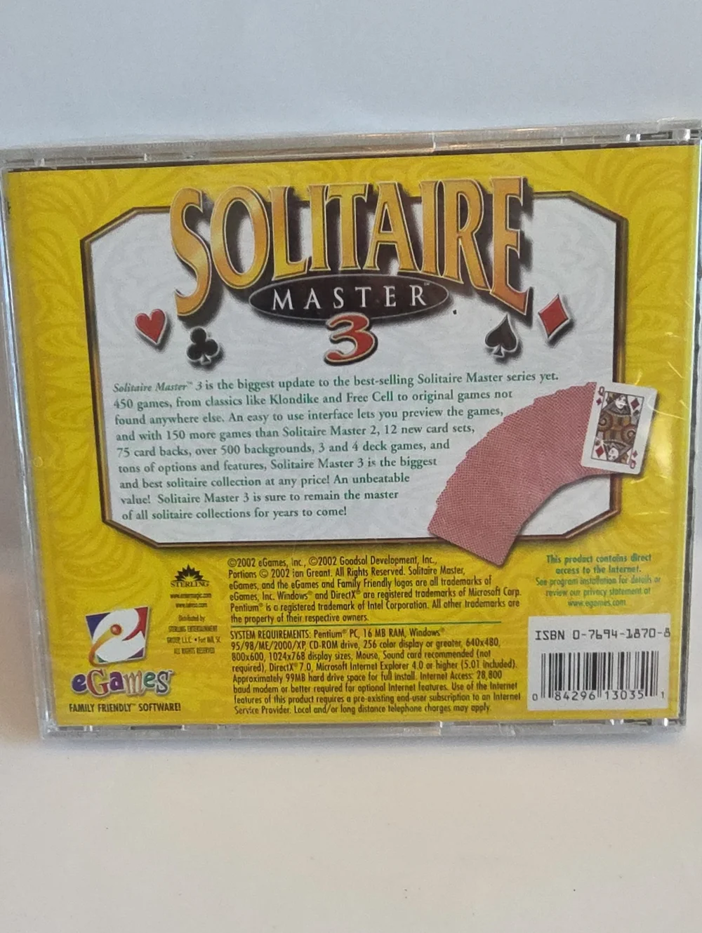 Solitaire Master 3 Computer Game E Games Strategy Card 450 Games!